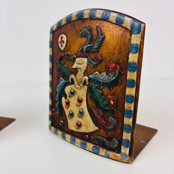 Boekensteunen - Hout, Messing, Antiquités & Art, Curiosités & Brocante