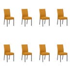 Set van 8 Leren eetkamerstoelen Real - Toledo Leem, Ophalen of Verzenden, Nieuw, Leer, Eén