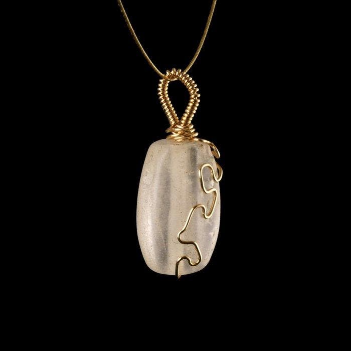 Oud-Romeins Heldere kwarts Pendant, draadgewikkeld kwarts, Antiek en Kunst, Antiek | Overige Antiek