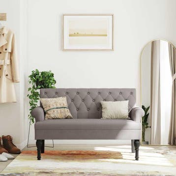 vidaXL Bankje met rugleuning 120x62x75,5 cm stof taupe, Verzenden