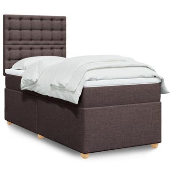 vidaXL Boxspring met matras stof donkerbruin 90x200 cm, Verzenden, Nieuw
