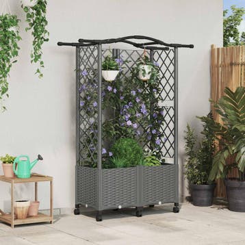 vidaXL Verhoogd Bed met Trellis en Dak Lichtgrijs 122 x 40 x, Verzenden, Nieuw