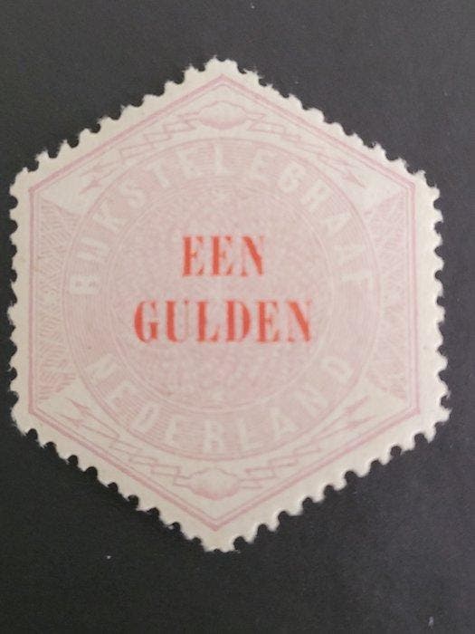 Nederland 1877 - 1 Gulden Telegramzegel met Attest H., Postzegels en Munten, Postzegels | Nederland