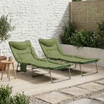 vidaXL Opvouwbare zonnebed met kussen 2 pcs Donkergroen, Tuin en Terras, Verzenden, Nieuw