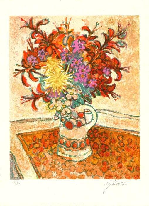 Gérard Vieillevie (1939-1992) - Bouquet de fleurs, Antiek en Kunst, Antiek | Overige Antiek