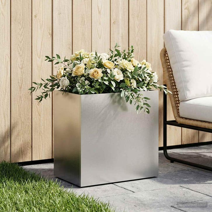 vidaXL Plantenbak zilver 50 x 30 x 50 cm Roestvrij staal, Jardin & Terrasse, Pots de fleurs, Envoi