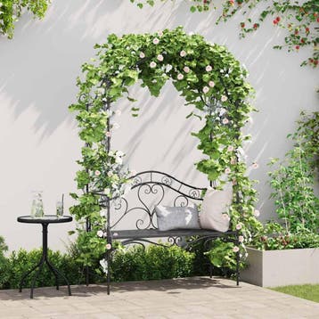 vidaXL Tuinbank Zwart 121 x 48 x 200 cm Staal, Verzenden, Nieuw