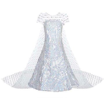 Prinsessenjurk - Witte Elsa jurk met sleep - Korte mouw - Kl, Verzenden, Nieuw