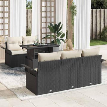 vidaXL Tuinbank Set 6 st Zwart [Synthetisch]: Poly Riet, Verzenden, Nieuw