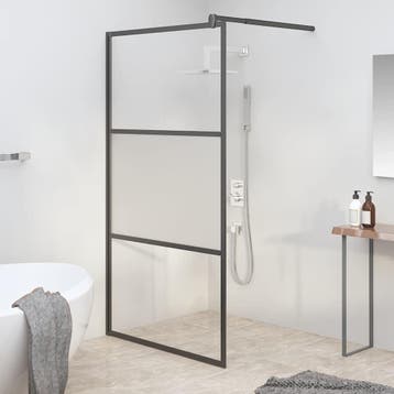vidaXL Inloopdouchewand 100x195 cm halfmat ESG-glas zwart, Verzenden, Nieuw