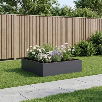 vidaXL Plantenbak Antraciet 100 x 100 x 30 cm Koudgewalst, Verzenden, Nieuw