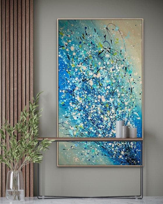 Helena Romano - Blue Pulse, Antiquités & Art, Art | Peinture | Moderne