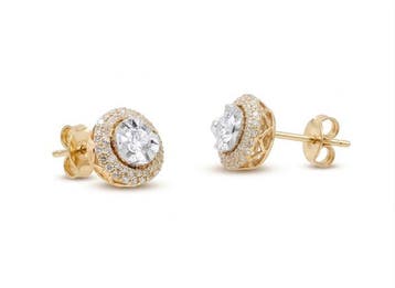 Oorstekers - 18 karaat Geel goud - 0.92ct. tw. Diamant