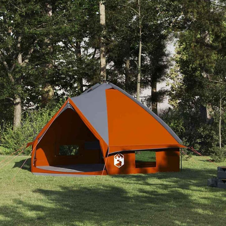 vidaXL Teepee Tent voor 8 Personen Grijs en Oranje 490 x 410, Caravans en Kamperen, Tenten, Nieuw, Verzenden