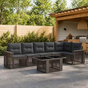 vidaXL Tuinbank Set 7 st 6-Aantal zitplaatsen Grijs en, Verzenden