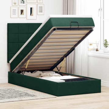 vidaXL Ottoman bed met matrassen 100x200cm fluweel, Verzenden