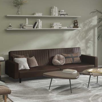 vidaXL Slaapbank / zetel 2-zits kunstleer bruin, Huis en Inrichting, Zetels | Zetels, Verzenden, Nieuw