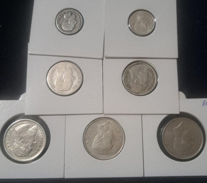 België. Leopold II. 1, 2 Francs, 50 Cents Lot 7 stuks, Postzegels en Munten, Munten | Nederland