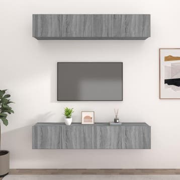vidaXL Tv-meubelen 4 st 80x30x30 cm bewerkt hout grijs, Verzenden, Nieuw