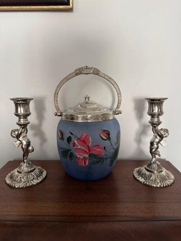 Koektrommel - Glas, Metaal - Art Nouveau rond 1900