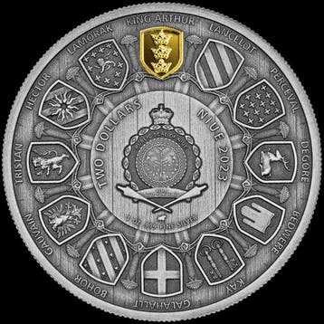 Niue. 2 Dollars 2023 Camelot - Arthur Pendragon - Antique