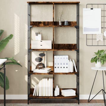 vidaXL Boekenrek 78,5x33x153 cm bewerkt hout gerookt, Huis en Inrichting, Verzenden, Nieuw