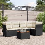 vidaXL 6-delige Loungeset met kussens poly rattan zwart, Verzenden, Loungeset