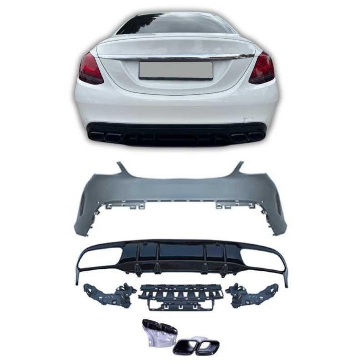 Achterbumper met diffuser voor mercedes c-klasse w205 faceli, Auto-onderdelen, Carrosserie, Nieuw