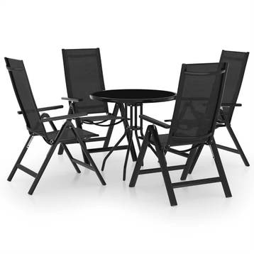 vidaXL 5-delige Bistroset zwart en atracietkleurig, Tuin en Terras, Verzenden, Nieuw