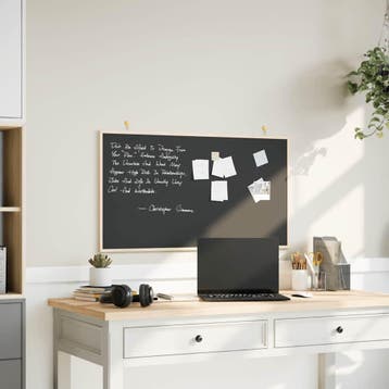 vidaXL Krijtbord met massief grenenhouten frame zwart 100x55, Verzenden