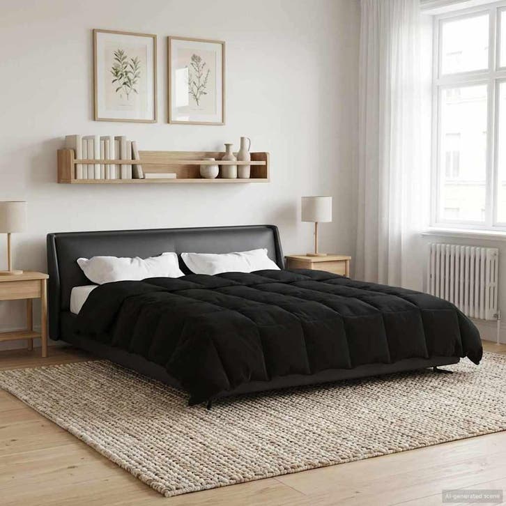 vidaXL Winter Duvet Gekwilt Zwart 220 x 260 cm Microvezel, Huis en Inrichting, Slaapkamer | Beddengoed, Nieuw, Verzenden