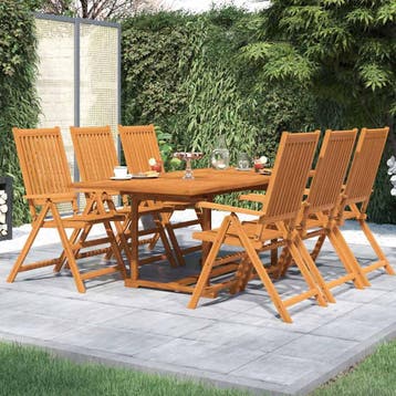 vidaXL 7-delige Tuinset massief acaciahout 150-200 cm, Tuin en Terras, Verzenden, Nieuw, Tuinset