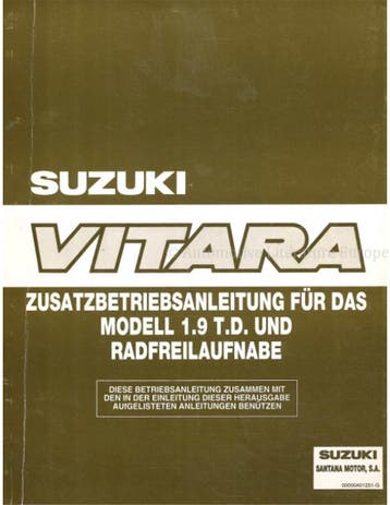 1998 SUZUKI VITARA 1.9 TD (SUPPLEMENT) WERKPLAATSHANDBOEK
