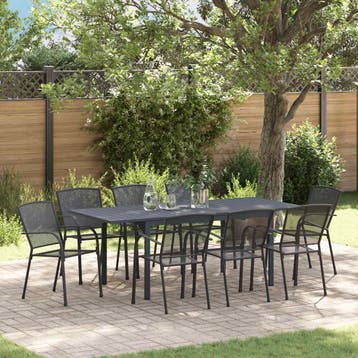 vidaXL Tuin Eettafel Set 9 pcs Antraciet Staal, Verzenden