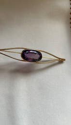 Broche - 18 karaat Geel goud Amethist