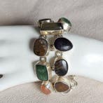 Zilver, 950 zilver en natuurlijke meerdere edelstenen -, Antiek en Kunst