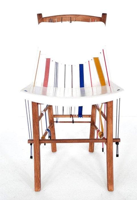 Stoel - Hout, Plastic, Katoen, Metaal - Stoel met, Antiquités & Art, Curiosités & Brocante