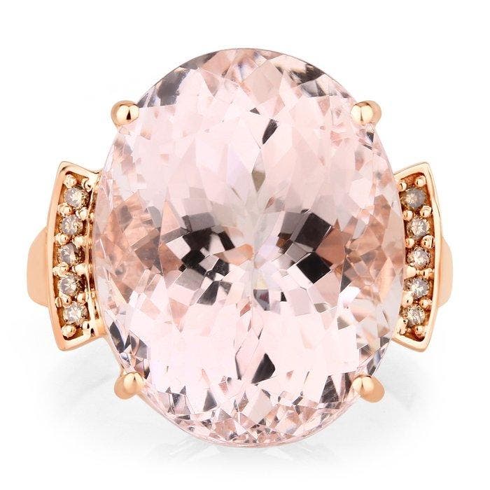 Bague - 14 carats Or rose - 16.85ct. tw. Morganite - Diamant, Bijoux, Sacs & Beauté, Bagues