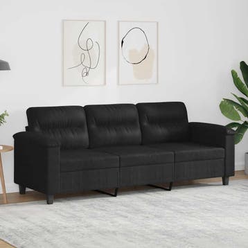 vidaXL Driezitsbank / zetel 180 cm microvezelstof zwart, Verzenden