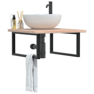 vidaXL Badkamer wandschap staal en massief eikenhout, Verzenden