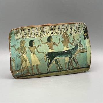 Replica van het oude Egyptische Fragment dat de voorstelling