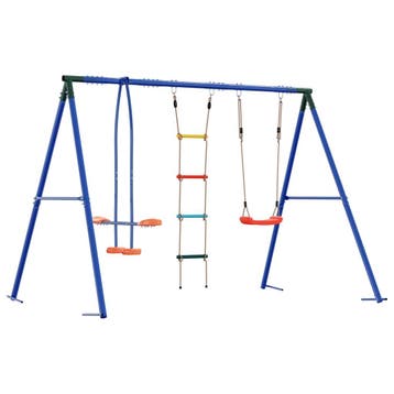 vidaXL Buiten Schommelset Meerkleurig Staal en PE, Kinderen en Baby's, Verzenden, Nieuw