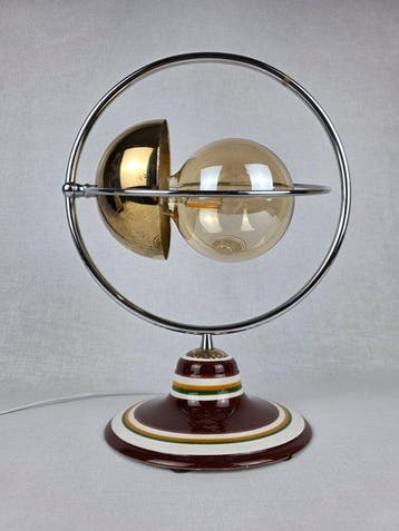 Tafellamp - Ruimtevaarttijdperk Saturno - Staal, Messing,
