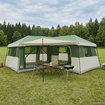 vidaXL Gezinstent met regenhuif waterdicht 14-persoons Groen, Verzenden, Nieuw