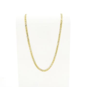 Oro Azzurro bicolor gouden Figaroschakel ketting; 50 cm, Ophalen of Verzenden