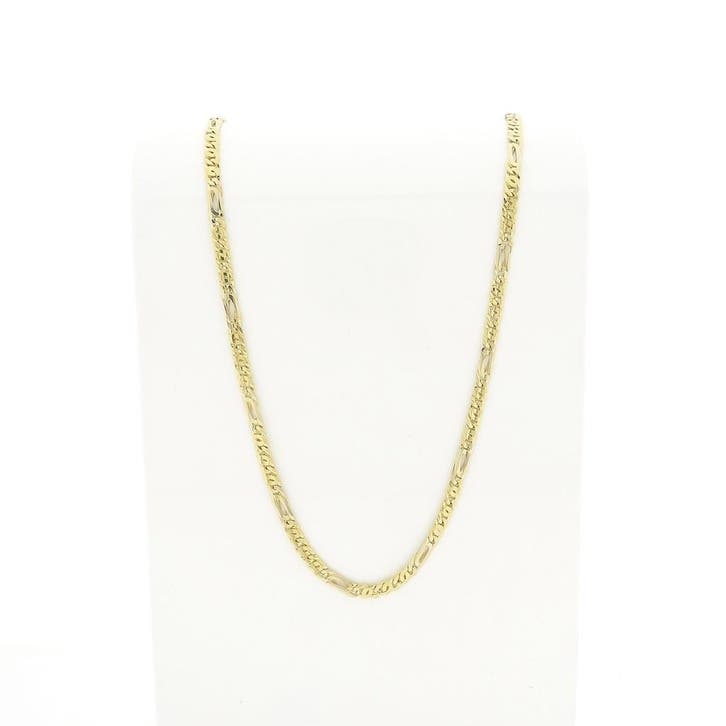 Oro Azzurro bicolor gouden Figaroschakel ketting; 50 cm, Bijoux, Sacs & Beauté, Colliers, Enlèvement ou Envoi