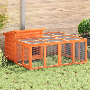 vidaXL Konijnenhok 144x123x67,5 cm massief grenenhout bruin, Verzenden