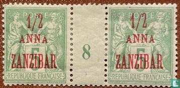 Zanzibar - Franse postkantoren - Vrede en handel, met opd..., Postzegels en Munten, Postzegels | Afrika, Verzenden, Postfris