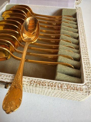 Christofle - Koffielepel (12) - Model “ Marly” - Verguld,