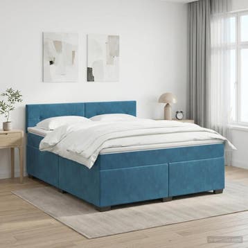vidaXL Boxspringbed met matras Donkerblauw 140 x 190 cm, Verzenden, Nieuw